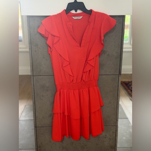 Amanda Uprichard Dresses & Skirts - Amanda Uprichard Bright Orange Mini Dress Ruffled Layered Medium